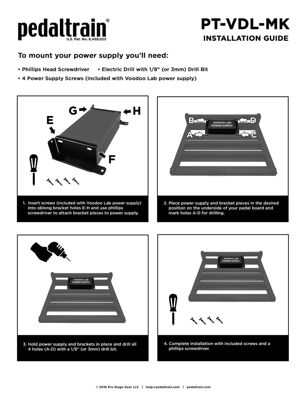 Pedaltrain Voodoo Lab Mounting Kit For Novo, Classic, XD and Terra Series