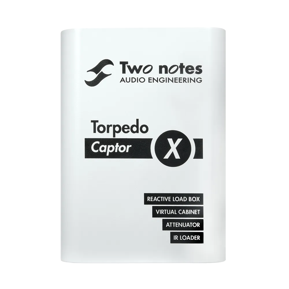 A top view of the white Two Notes Torpedo Captor X 16 OHM guitar pedal