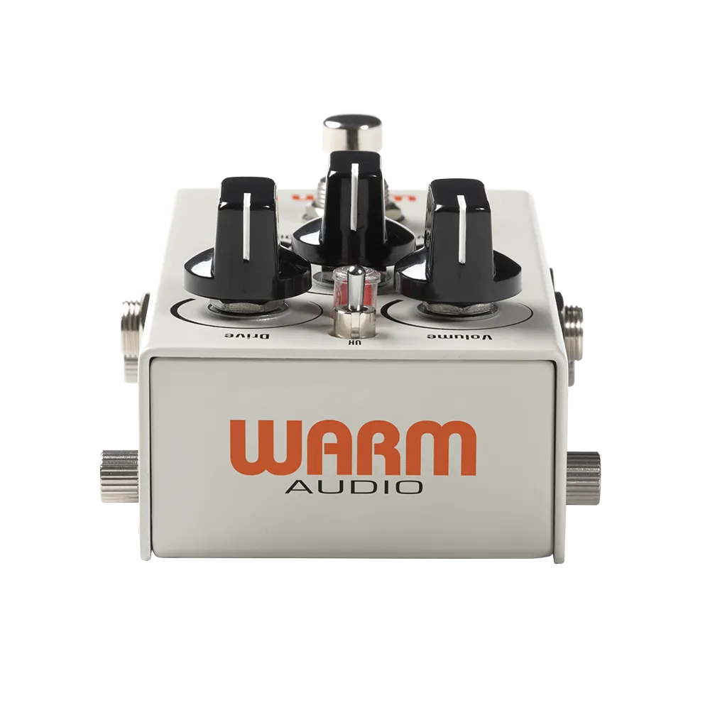A back view of the Warm Audio Odd box guitar pedal